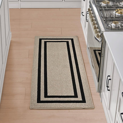 Nautica – Runner Rug | Indoor Runners for Hallways and Entry Rugs| Non-Slip and Non-Skid Entry and Kitchen Door Mat| Machine Washable Entryway Carpet Rugs | 2'2" x 5' | Double Border Natural Twist