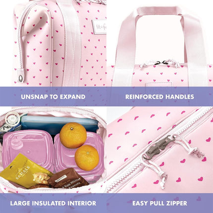 Fit & Fresh - Bolsa de neopreno para almuerzo para mujer, bolsa de almuerzo térmica para el trabajo, lonchera grande resistente a desgarros y manchas para mujer con recipientes y hielo