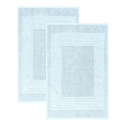 Tapis de bain Superior en 100 % coton peigné longues fibres de qualité supérieure, ensemble de 2 tapis de bain, bleu clair