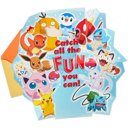 Hallmark - Pokemon Pop Up Birthday Card for Kids (Pikachu, Squirtle, Charmander, Bulbasaur)
