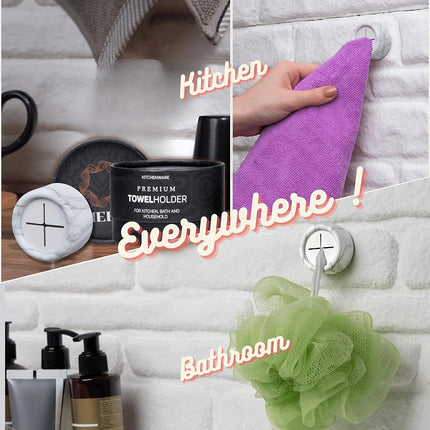 HEFA Kitchen Towel Hooks, Dish Towel Holder for Kitchen, Bathroom Accesories, Space-Saving Accessories, Gift, Kitchen Gadgets, Eco 8 Pack (White Marble)