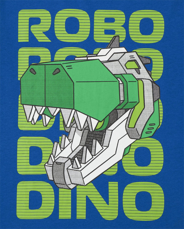 Camiseta gráfica de manga corta para niños The Children's Place, paquete de 2, robot dinosaurio/dinosaurio patinador, talla grande