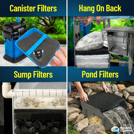 Aquarium Carbon Pad – Cut‑to‑Fit Carbon Infused Filter Pad Media for Crystal Clear Fish Tanks and Ponds, 3/8"–1/2" Thick (18 Inch Width, 72 Inch Long)