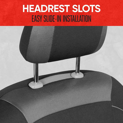 Motor Trend Black Cloth Car Seat Covers for Front Seats – Premium Automotive Bucket Seat Covers, Made for Vehicles with Removable Headrests, Interior Covers for Car Truck Van SUV