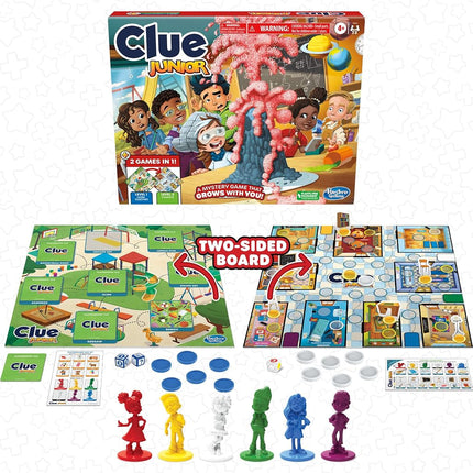 Hasbro Gaming Clue Junior Game, 2-Sided Gameboard, 2 Games in 1, Clue Mystery Game for Younger Kids Ages 4 and Up, Kids Games for 2 to 6 Players