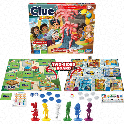Hasbro Gaming Clue Junior Game, 2-Sided Gameboard, 2 Games in 1, Clue Mystery Game for Younger Kids Ages 4 and Up, Kids Games for 2 to 6 Players