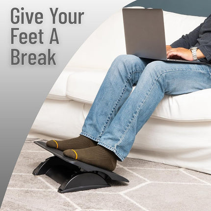 Mind Reader Foot Rest, Under Desk at Work, Ergonomic, Height Adjustable, Office, Plastic, 17.5" L x 13.5" W x 3.5" H, Black