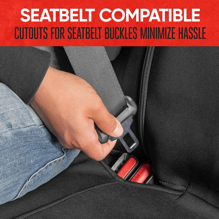 Motor Trend SpillGuard Waterproof Rear Bench Car Seat Cover, Red Stitching – Split Bench Rear Seat Protector with Neoprene Padding, Back Seat Cover for Kids & Dogs, Car Interior Covers