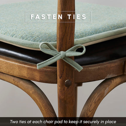 Elegant Comfort 2 Pack Chair Cushion Covers - Skid-Proof Rubber Backing - 16 x 16 Inch - Thick Dining Square Shape Seat Covers - Comfortable Textured Chair Pads with Ties - Thatch Pattern, Sage