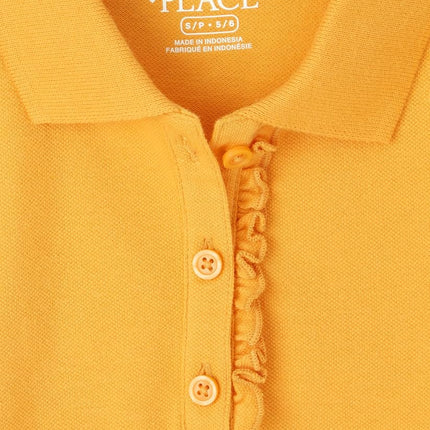 The Children's Place Polo piqué à manches courtes et volants pour fille, lot de 2 crayons jaunes, taille XX-Large US, jaune, XX-Large