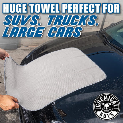 Chemical Guys Waffle Weave Grey Matter 70/30 Blend Microfiber Drying Towel with Silk Edging, 25" x 36"