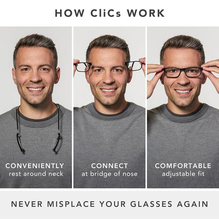Clic Magnetic Executive Reading Glasses in Black ; 3.00