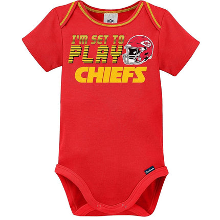 Gerber NFL Baby Boy Pack Footie Registry Gift 3 Piece Bodysuit Sleep n Play and Cap Set, Team Color, 3-6 Months US