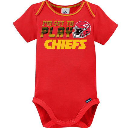 Gerber NFL Baby Boys' 3-Piece Bodysuit, Sleep 'n Play, & Cap Set, Kansas City Chiefs, 6-9 Months