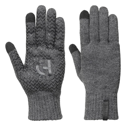 Cole Haan Knit Grey Winter Gloves for Men, Size Small/Medium, Lightweight Warm Gloves with Touchscreen Thumb and Index Finger, Anti-Slip Grip, and Packable Design