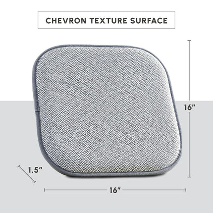 Elegant Comfort 2 Pack Chair Cushion Covers - Skid-Proof Rubber Backing - 16 x 16 Inch - Thick Dining Square Shape Seat Covers - Comfortable Textured Chair Pads with Ties - Chevron Pattern, Gray