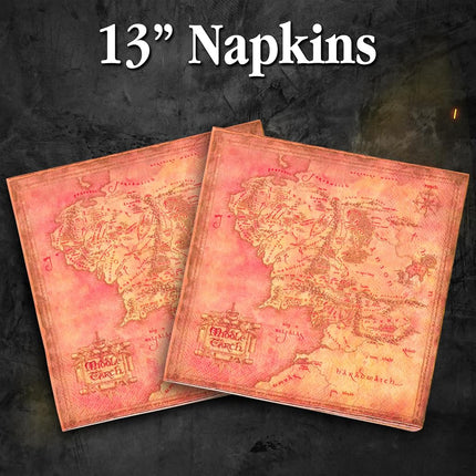 Silver Buffalo Lord of The Rings Map Pony Paper Plates Cups Napkins Party Pack Set, 60 Piece
