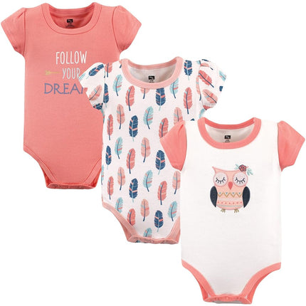 Hudson Baby Baby Infant Cotton Bodysuits, Follow Your Dreams 3 Pack, 0-3 Months