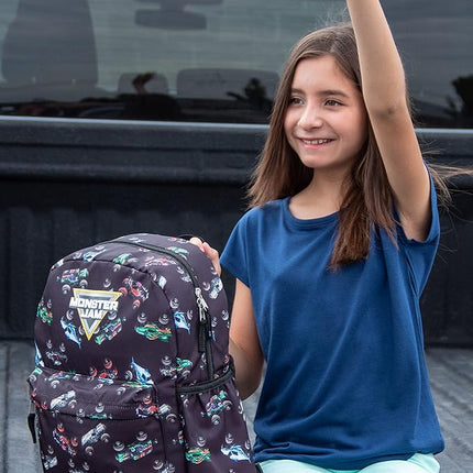 INTIMO Monster Jam Trucks Dragon Zombie Grave Digger Megalodon All Over Print Backpack Black, One Size