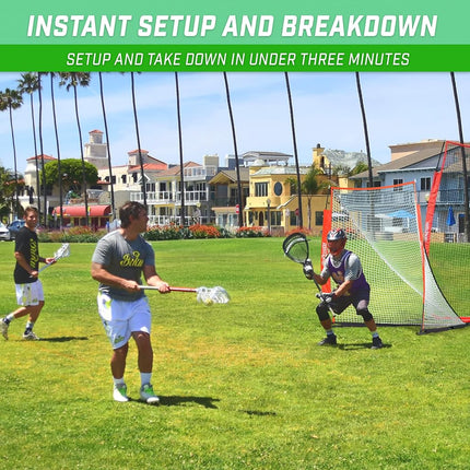 GoSports Regulation Size 6 ft x 6 ft Portable Lacrosse Net - Bow Style Frame with Carrying Case