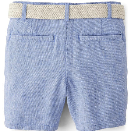 Gymboree Boys' and Toddler Belted Twill Chino Shorts, Boy That's Blue, 8