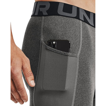 Under Armour Men's HeatGear Long Shorts, Carbon Heather (090)/Black, 3XL