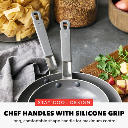 GreenPan x Bobby Flay Stainless Steel 8” & 10” Frying Pan Skillet Set, Professional Grade Tri-Ply, Multiclad, PFAS-Free Ceramic Nonstick, Induction Suitable, Dishwasher & Oven Safe, Stay Cool Handle