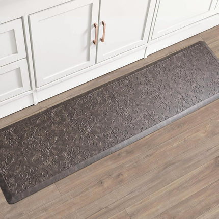 Chef Gear - Anti-Fatigue Wellness Kitchen Mat - Marni Design - Cushioned Comfort Chef Mat - Faux Leather - Cooking & Standing Relief -Skid-Resistant - Measures 17.5"x60" - Mocha