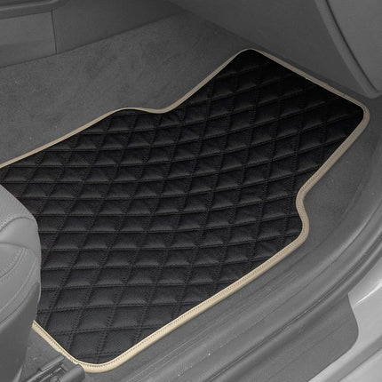 FH Group F12003BEIGE Universal Fit Diamond Pattern Faux Leather Beige Automotive Floor Mats fits most Cars, SUVs, and Trucks