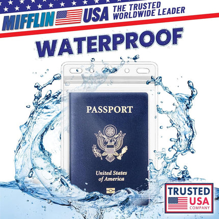 MIFFLIN 4x6 Passport Holders, Waterproof Extra Large ID Badge Holder 250 Clear