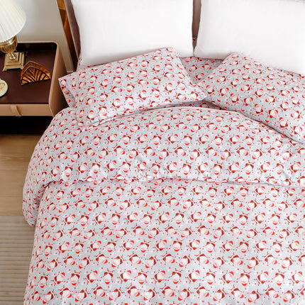 Elegant Comfort Ultra Soft 4-Piece 100% Turkish Cotton Flannel Sheet Set - Holiday Christmas Flannel Sheets, Warm and Cozy Anti-Pill Premium Quality, Deep Pocket Fitted Sheet- Twin XL, Jolly Santa
