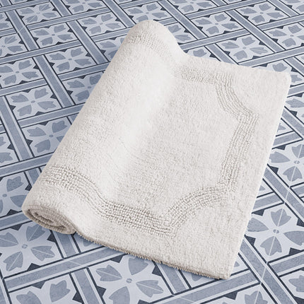 Laura Ashley Bath Rug - Reversible Cotton Bath Mat | Premium Bathroom D�cor | Machine Washable Bathroom Rug |Highly Absorbent | Ivory, 17"x24"/20"x32" 2-Piece Set