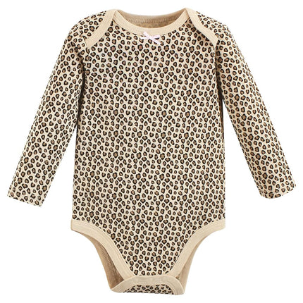 Hudson Baby Baby Girls Cotton Long-sleeve Bodysuits 3-pack, Leopard Mamas Mini, 9-12 Months