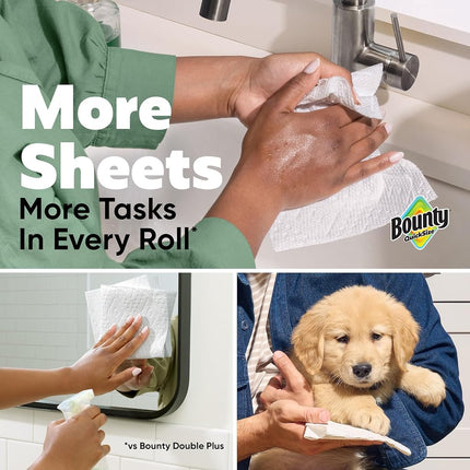 Bounty Quick-Size Paper Towels, White, 8 Family Rolls = 20 Regular Rolls