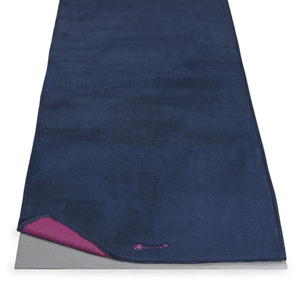 Gaiam Grippy Non Slip Yoga Mat Towel - Fast Drying Towel - Ideal for Hot Yoga - Microfiber and Machine Washable - Grip Backing - Vivid Blue/Fuchsia - 68" L x 24" W