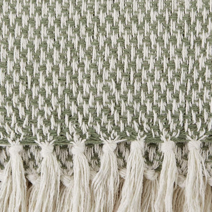 DII Woven Throw Collection 100% Cotton, Basketweave, 50x60, Artichoke Green