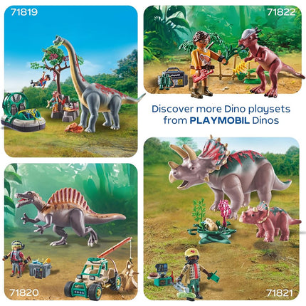 Playmobil Dinos Dinosaur Hideout, Dinosaur Explorer with Quad Bike, Baby T-Rex and Baby Brachiosaurus, Children's toy for ages 4plus, 72069