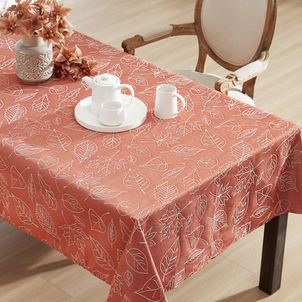 Laura Ashley Tablecloth Raised Woven Embroidered Jacquard Fabric, Wrinkle Resistant for Dining, Holiday, Party, Wedding or Banquet, 60" x 120", Maple Spice