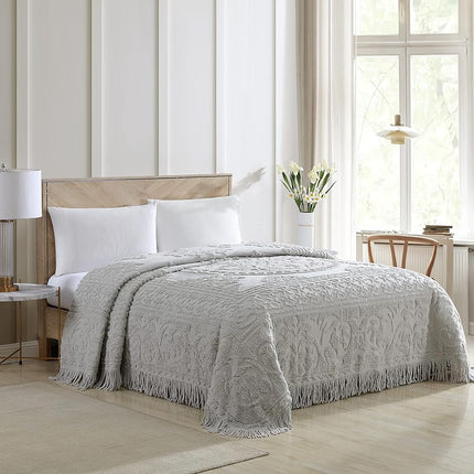 Beatrice Home Fashions Medallion Chenille Bedspread, King, Gray