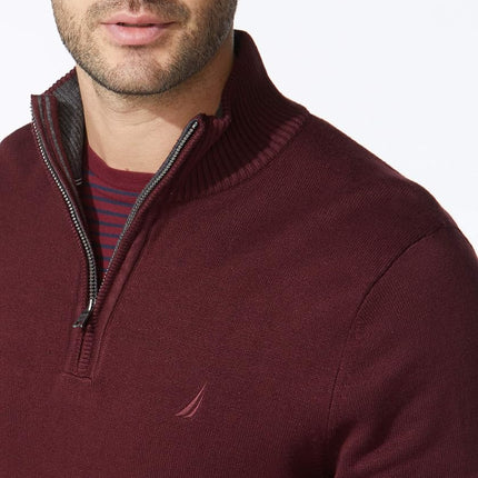 Nautica Men's Quarter-Zip Sweater, Royal Burgundy, Large