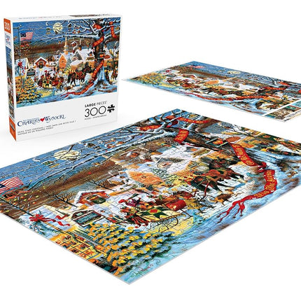 Buffalo Games - Charles Wysocki - Small Town Christmas - 300 Piece Jigsaw Puzzle for Adults Challenging Puzzle Perfect for Game Nights - Finished Puzzle Size is 21.25 x 15.00