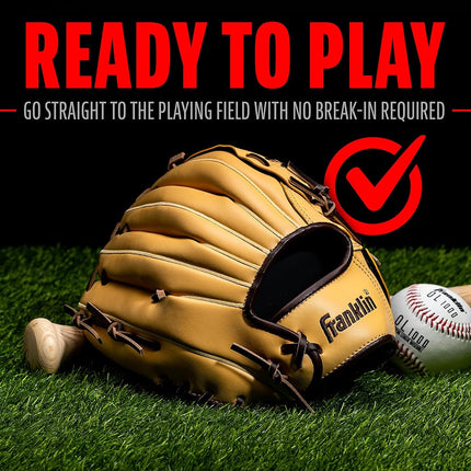 Franklin Sports Field Master Baseball and Softball Mitt Baseball and Softball Field Glove, Unisex, Light Brown, 12 Inch