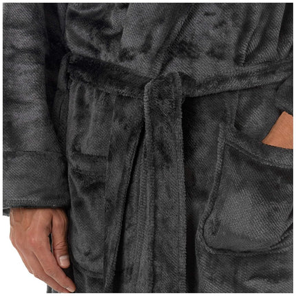 Izod Men's Comfort-Soft Fleece Robe-Twill Stripe Bathrobe, Grey, 2X/3X
