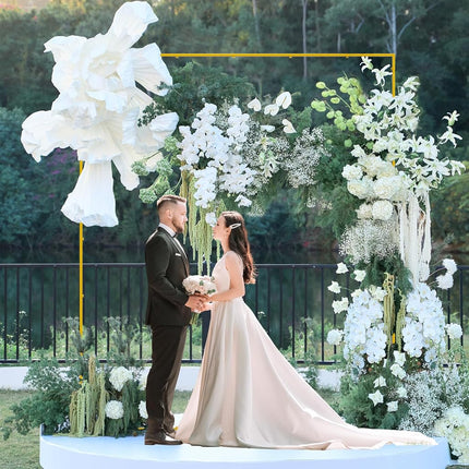 Soporte de telón de fondo de arco de boda Wokceer cuadrado de 8 x 8 pies, arcos de boda para ceremonia, marco de arco de metal para globos para boda, fiesta de cumpleaños, cenador de jardín, decoración de eventos de aniversario
