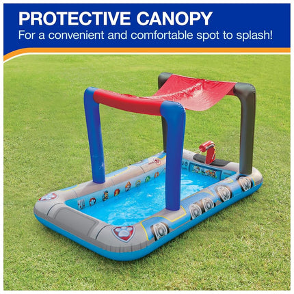 SwimWays Paw Patrol Deluxe Inflatable Pool, Above Ground Pool with Canopy and Fast Inflation for Kids Aged 3 & Up