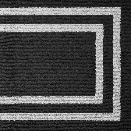 Nautica – Runner Rug | Indoor Runners for Hallways and Entry Rugs| Non-Slip and Non-Skid Entry and Kitchen Door Mat| Machine Washable Entryway Carpet Rugs |2'2" x 6'| Double Border Black
