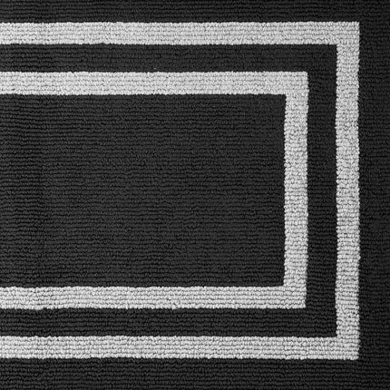 Nautica – Runner Rug | Indoor Runners for Hallways and Entry Rugs| Non-Slip and Non-Skid Entry and Kitchen Door Mat| Machine Washable Entryway Carpet Rugs | 2'2" x 5' | Double Border Black
