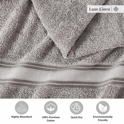 LANE LINEN 6 Piece Ultra Thick & Absorbent Bath Towel Set — 100% Soft Cotton — 2 Bath Towels, 2 Hand Towels, 2 Face Towels — Quick Dry, Hotel Quality (Blue)