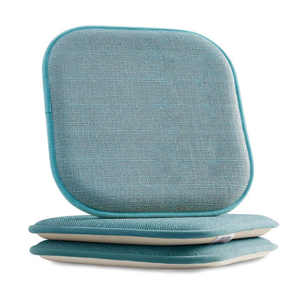 Elegant Comfort Chair Cushion Covers with Ties and Non Skid Rubber Backing-Thick Memory Foam - Soft Cushion Pad- Rounded Square Seat Cover- 16 x 16 Inches - Set of 2 Mosaic Textured Pattern, Aqua