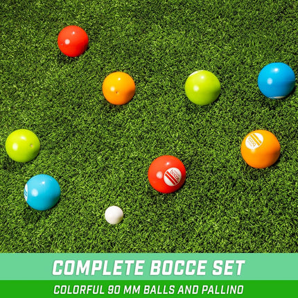 GoSports Soft Bocce Set Includes 8 Weighted Balls, Pallino and Case, Play Indoors or Outdoors